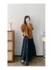 Purple Floral Mori-kei High-Waist A-line Pleated Skirt for Women - Autumn/Winter