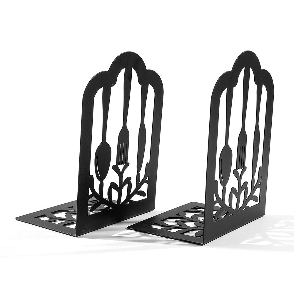 Retro Simple Cutlery Graphics Book Stand - Hollowed-out Bookshelf for Students