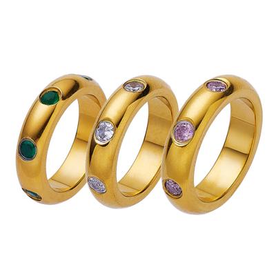 Ringe im Ins-Stil, modische und trendige Zirkoniumringe in Weiß/Grün/Rosa