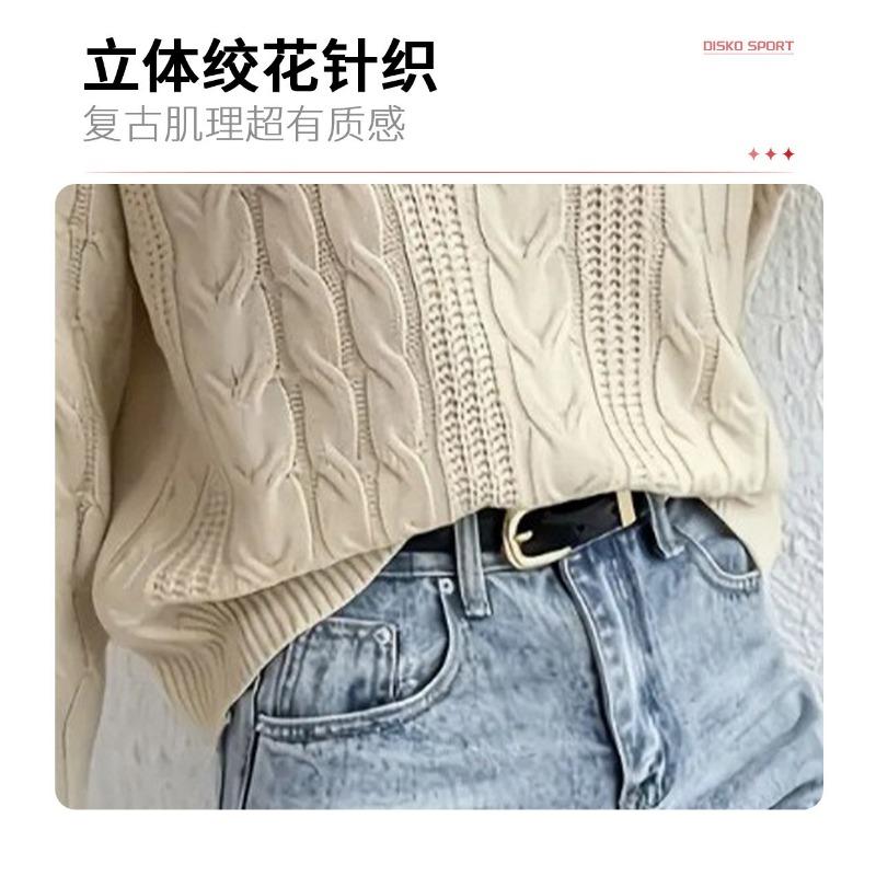 Women S Long Sleeve Polo Neck Knit Sweater Solid Color Casual Top