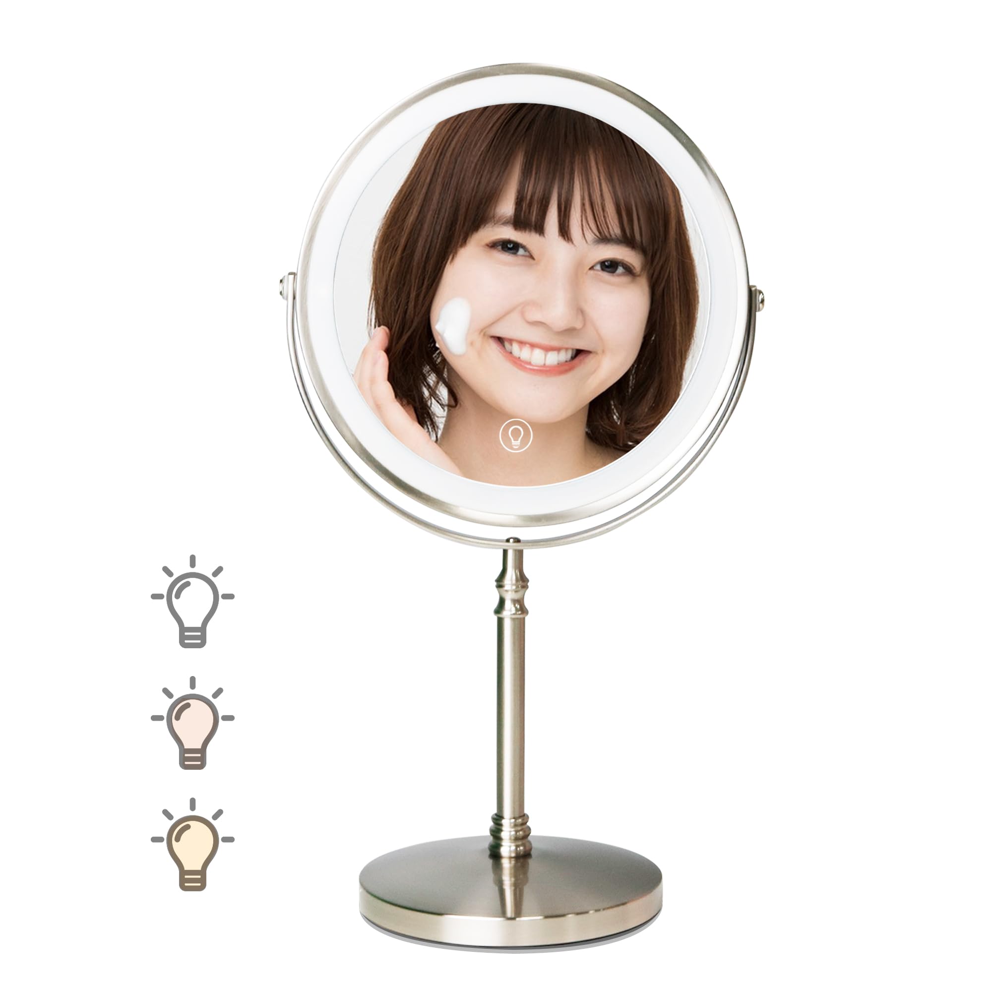 

AMZTOLIFE Makeup Mirror with LED Actress 10x 3 Color Stepless USB 360 Degree Touch Natural Light High Color Stand Mirror Light, Mirror, Magnification,