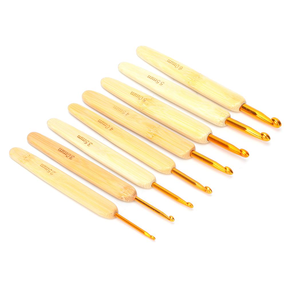 8pcs Aluminium Oxide Crochet Hook Golden Crochet Needles Set for Sweater Knitting