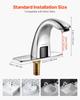 Touchless Bathroom Sink Faucet, Automatic Motion Sensor Restroom Toilet Faucet with Hole Cover Plate, Battery Operated,Adjustable Temp for 9.5 mm Pipe