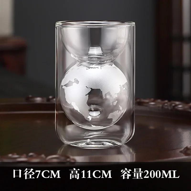 

Double Layered Creative Earth Glass Water Cup Home Insulation and Anti Drop Creative High Borosilicate Coffee Cup 200ml срібний