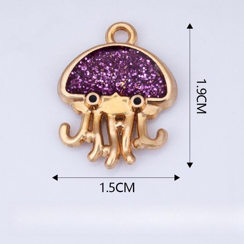 

5pcs Glitter Jellyfish Charm Cute Ocean Themed Pendant for Jewelry Making and Crafting DIY Jewelry Accessories