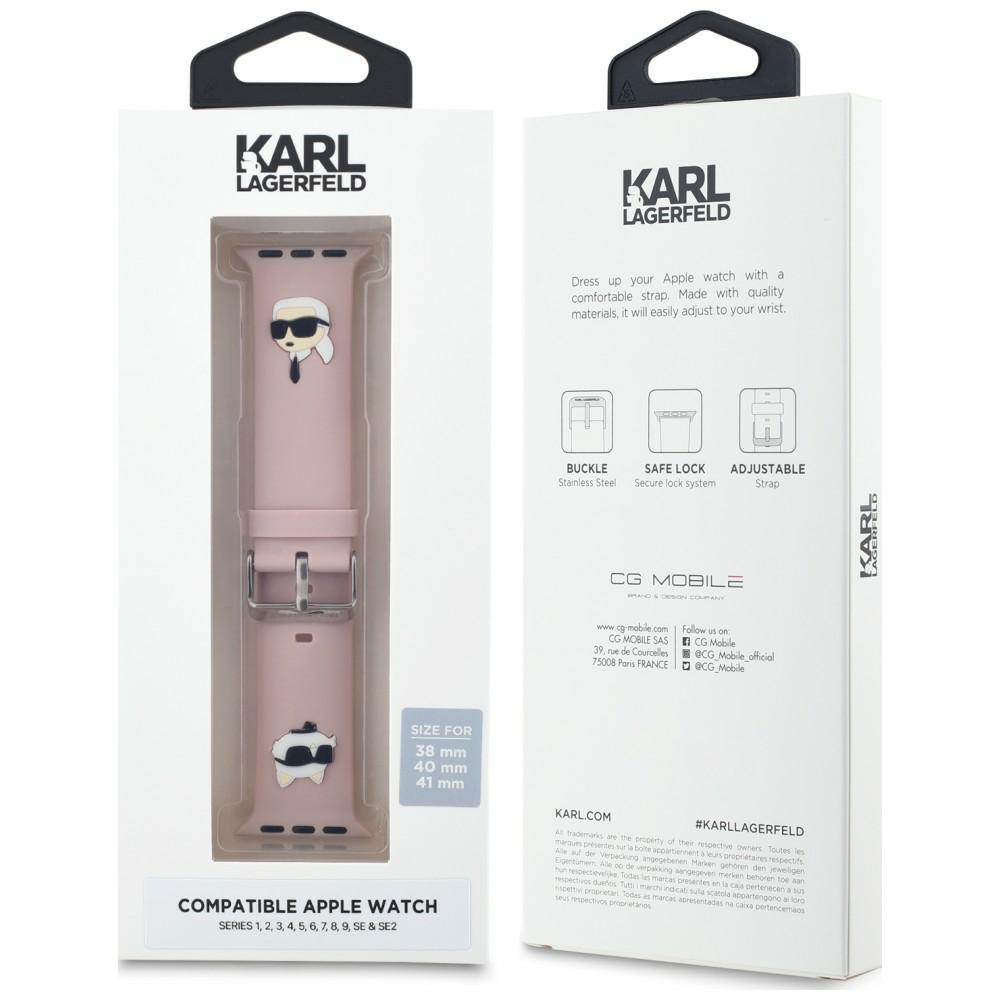 Karl Lagerfeld Strap KLAWMSLKCNP Apple Watch 38/40/41mm Pink Strap 3D Rubber Karl&Choupette Heads