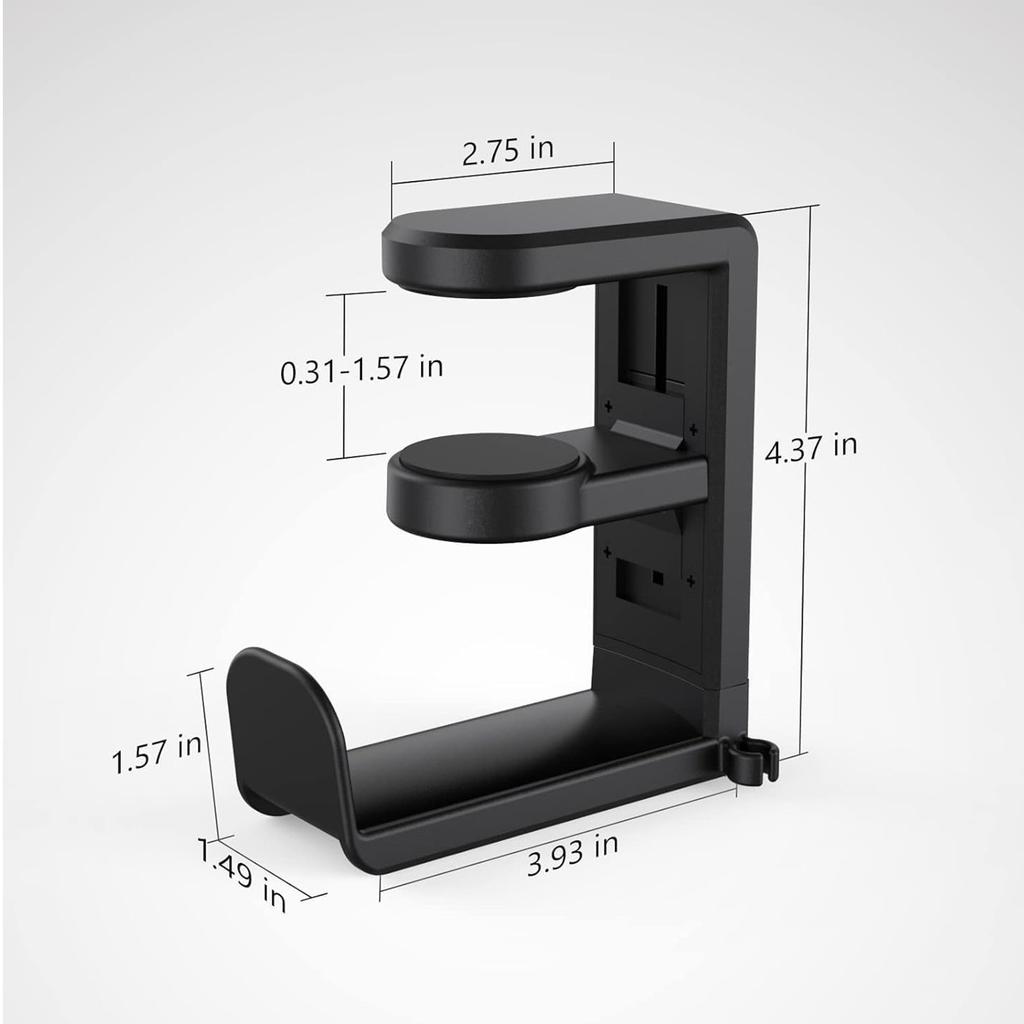 360° Rotating Headphone Stand PC Gaming Headphone Desktop Hook and Cable Clamp Headphone Stand
