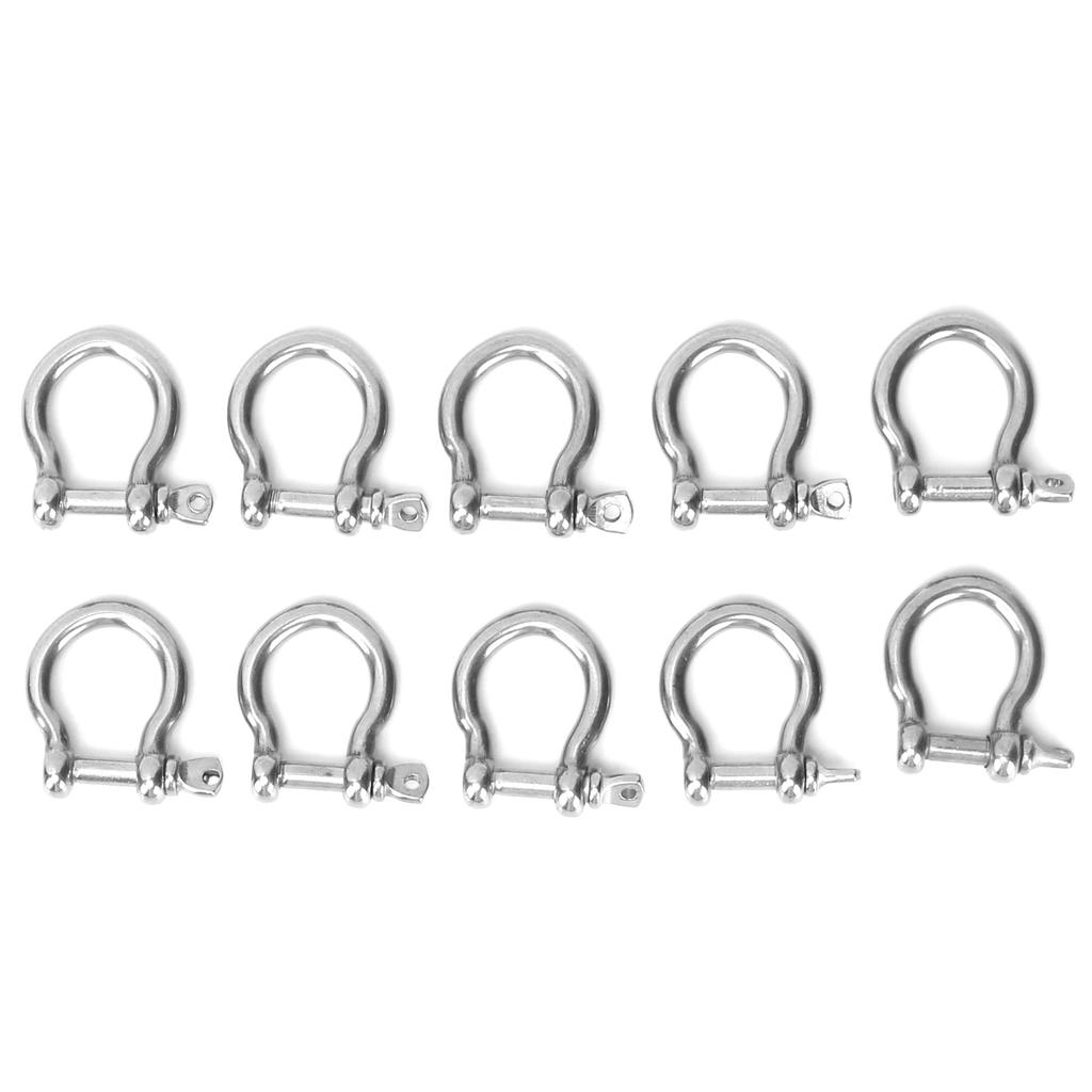 10pcs Bow Shackle Stainless Steel High Hardness D Ring Anchor for Camping Hiking Outdoor Sports(M4 60kg Load )