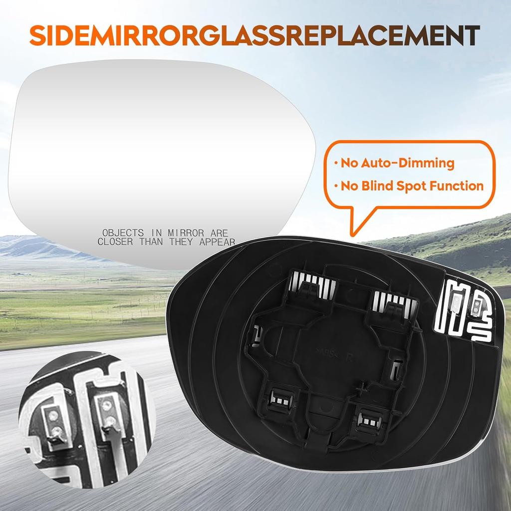 Youxmoto Passenger Right Side Heated Mirror Glass, Fit For Honda Odyssey 2014 2015 2016 2017, With Backing Holder Mirror Glass, Fit 76203-TK8-A51 /