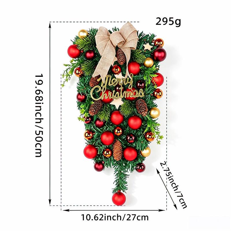 Christmas Decoration Balls Hung Upside Down, Creative Scene Setup, Decorative Bows, Vine Strips, Door Hanging Tree Ornaments