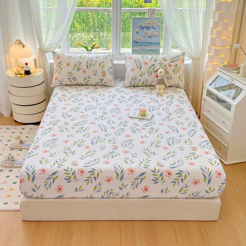 100% Cotton Fitted Sheet: Soft, Printed, Moisture-Wicking, Sweat-Absorbing, Anti-Static Mattress Protector
