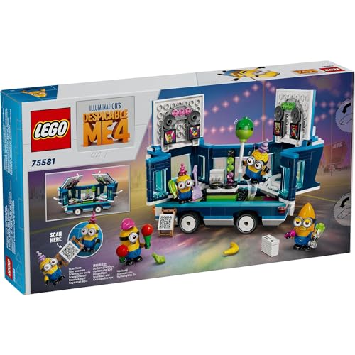LEGO Minion Music Party Bus Toy, Birthday Gift, Building Blocks, for Girls and Boys Ages 7, 8, and 9, Pretend Play, Pretend Play, Model 75581
