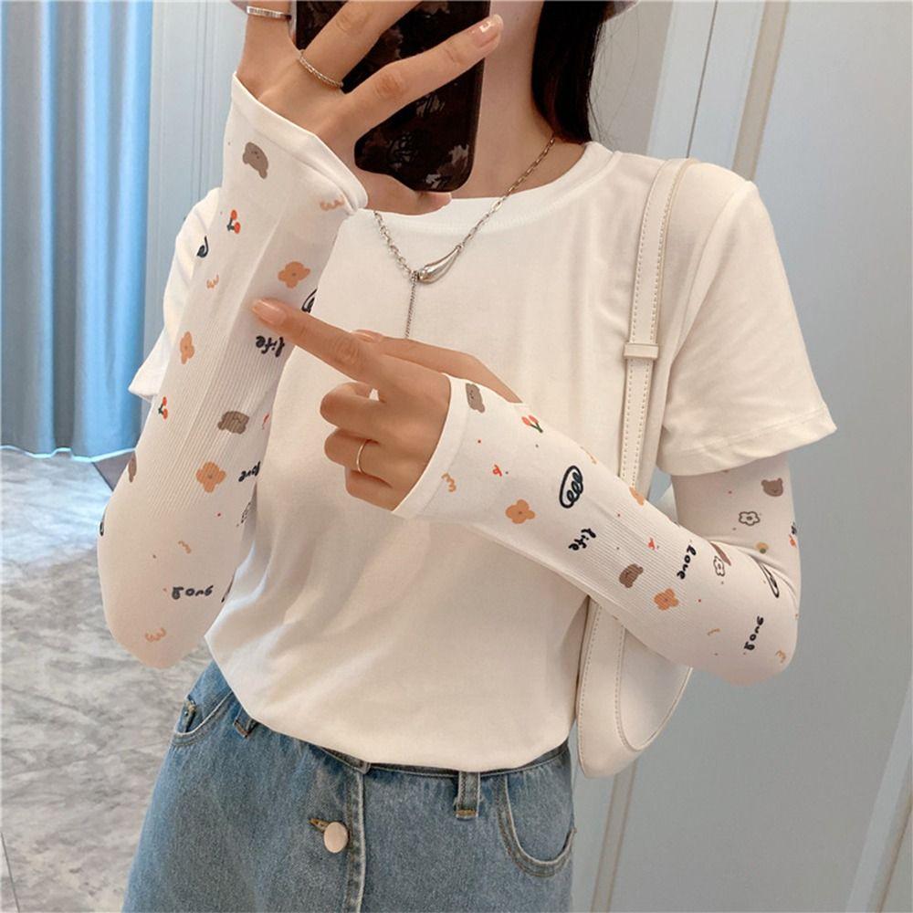 Arm Guard Hand Protector Cover Ice Silk Sleeve Sunscreen Gloves Women Ladies Glove Arm Sleeves