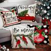 New Red Truck Christmas Pillowcase Linen Printed Pillowcase Festive Room Sofa Decoration Cushion Cover