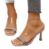 Summer Rhinestone Transparent Sandals Feminine One-line Straps with Thick Heels High Heels for Outer Wear Sandals and Slippers
