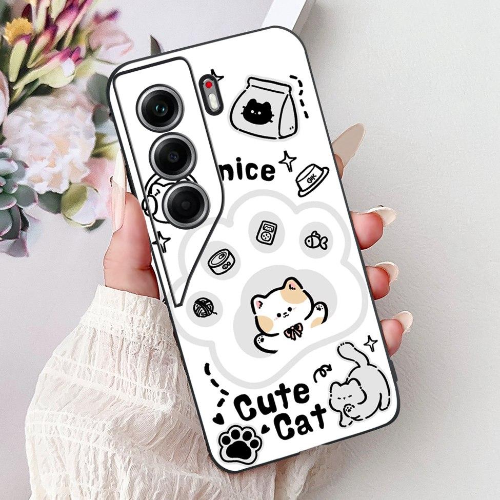 For Tecno Camon 40 Case CM5 Silicone Cute Cat Fashion Flowers Funny Painted Back Cover For Techno Camon 40 Phone Case Bumper