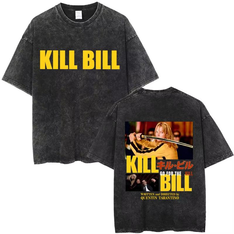 Famous Director Quentin Tarantino Movie Kill Bill Vintage Washed T Shirts Unisex Women Casual Cotton Retro Short Sleeve Tshirts