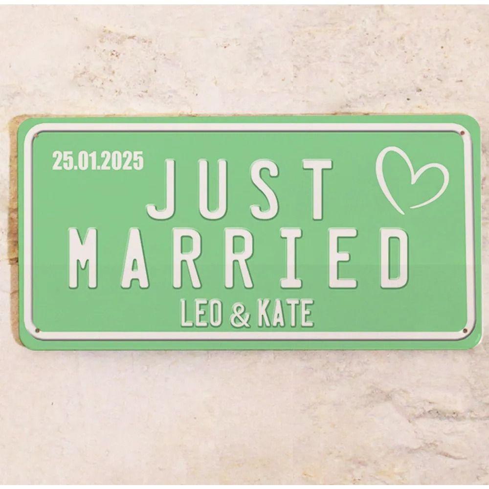 Yeni Evli Metal Tabela 15x30cm, Özel Gelin Damat Adı Tarih Düğün Hediyesi