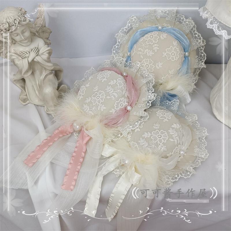 Lolita Lace Bow Hat Gem Ballet Rabbit Women Hats Fedora Hat Women Original Design Ballet Style Lolita Top Hat