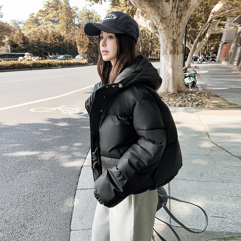 Real Leather Short Down Cotton Clothes Women's Winter Wind Loose and Thin Thickened Small Bread Clothes Cotton