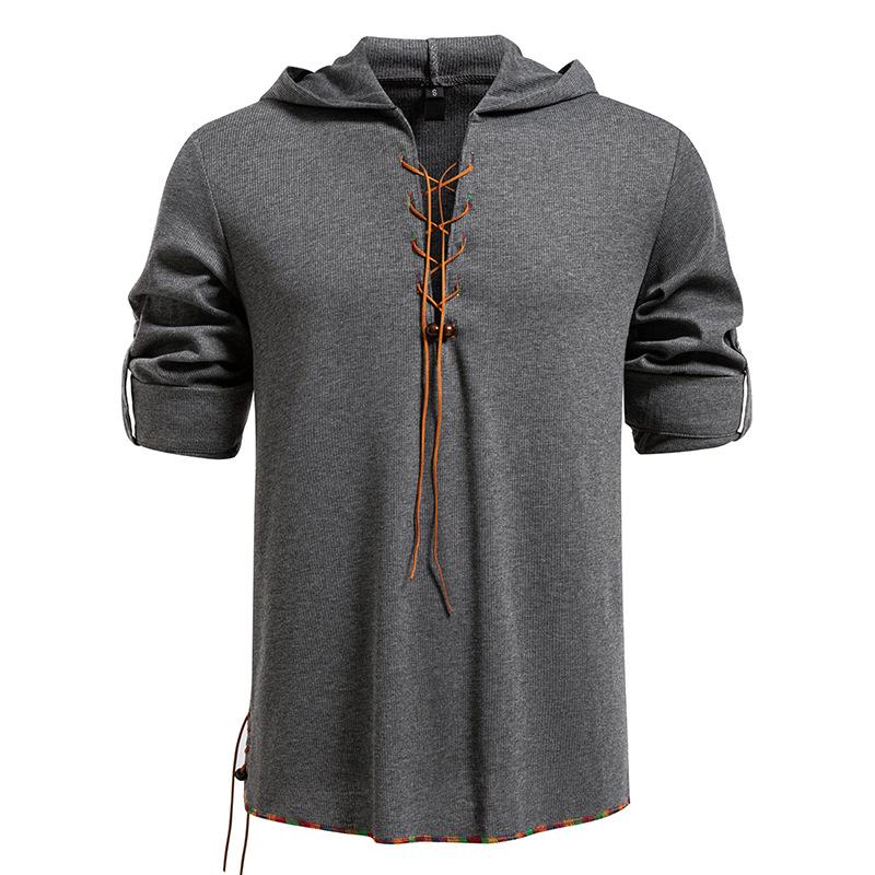 

Mens Hoodie Pullover Tops Long Sleeve Henley Shirts Casual Hooded Tee Shirt with Drawstring Hoodies T-Shirt Athletic Workout Jersey Sweatshirt for Men XXL темно-серого