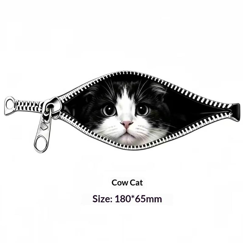 Cat Car Sticker Zipper Cat Puppet Teddy Border Collie Puppy Cute Creative Personality Pet Car Decorative Sticker 1Pc
