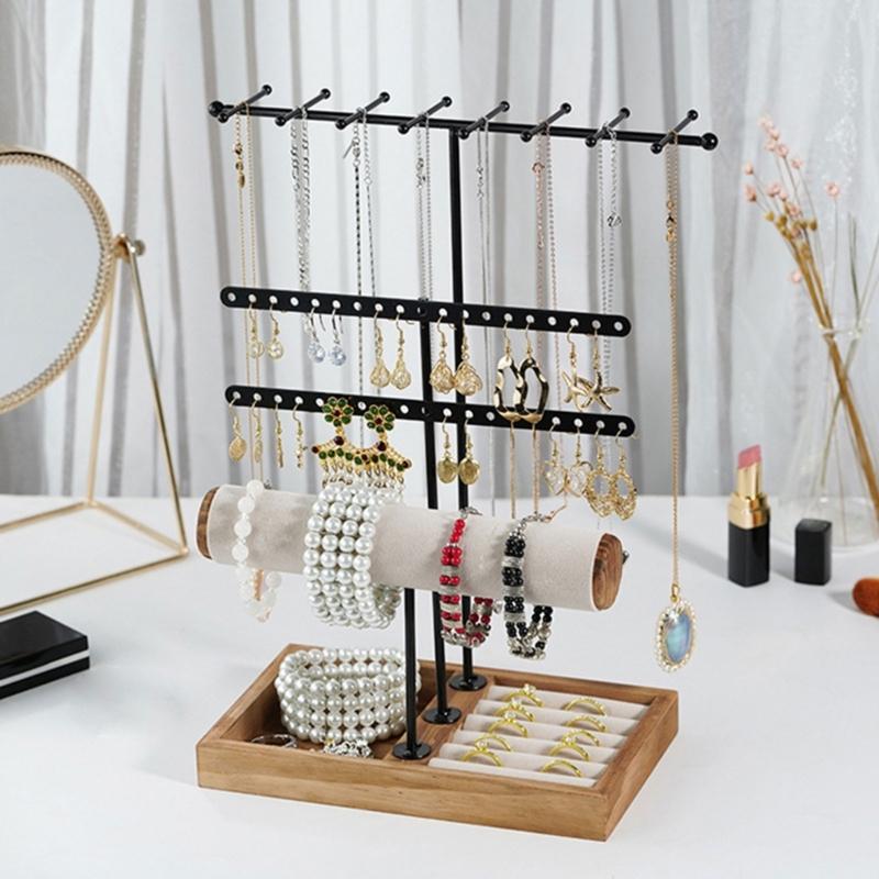 Adjustable Jewelry Stand Multifunctional Jewelry Display Holder Necklace Display Stand Rings Holder Suitable for Desktop