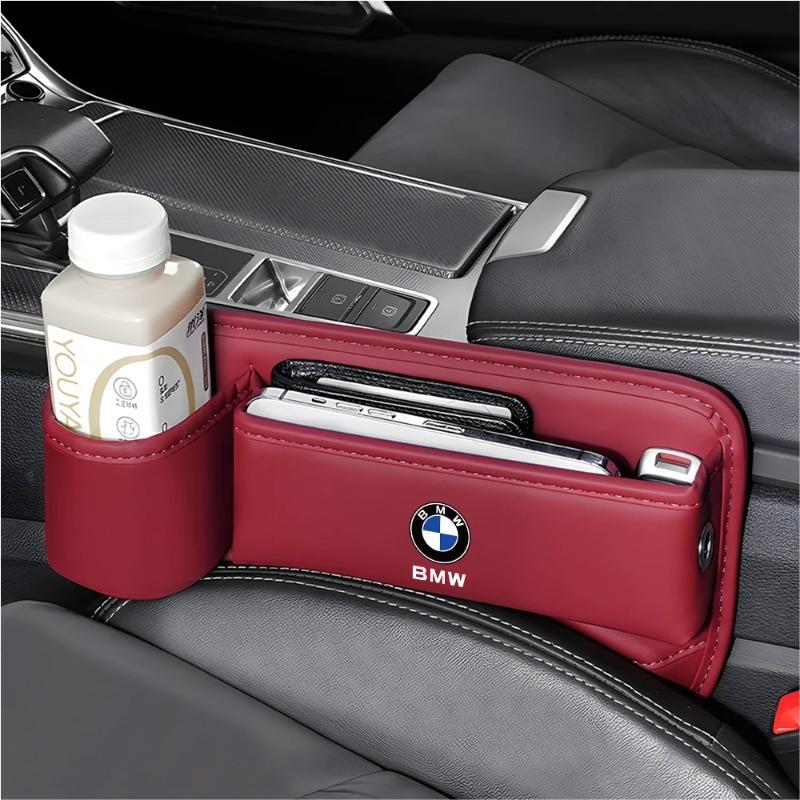 PU Leather Auto Console Side Seat Plug Filler Organizer Box Car Seat Gap Bag Multifunction Seat Organizer For BMW Performance M