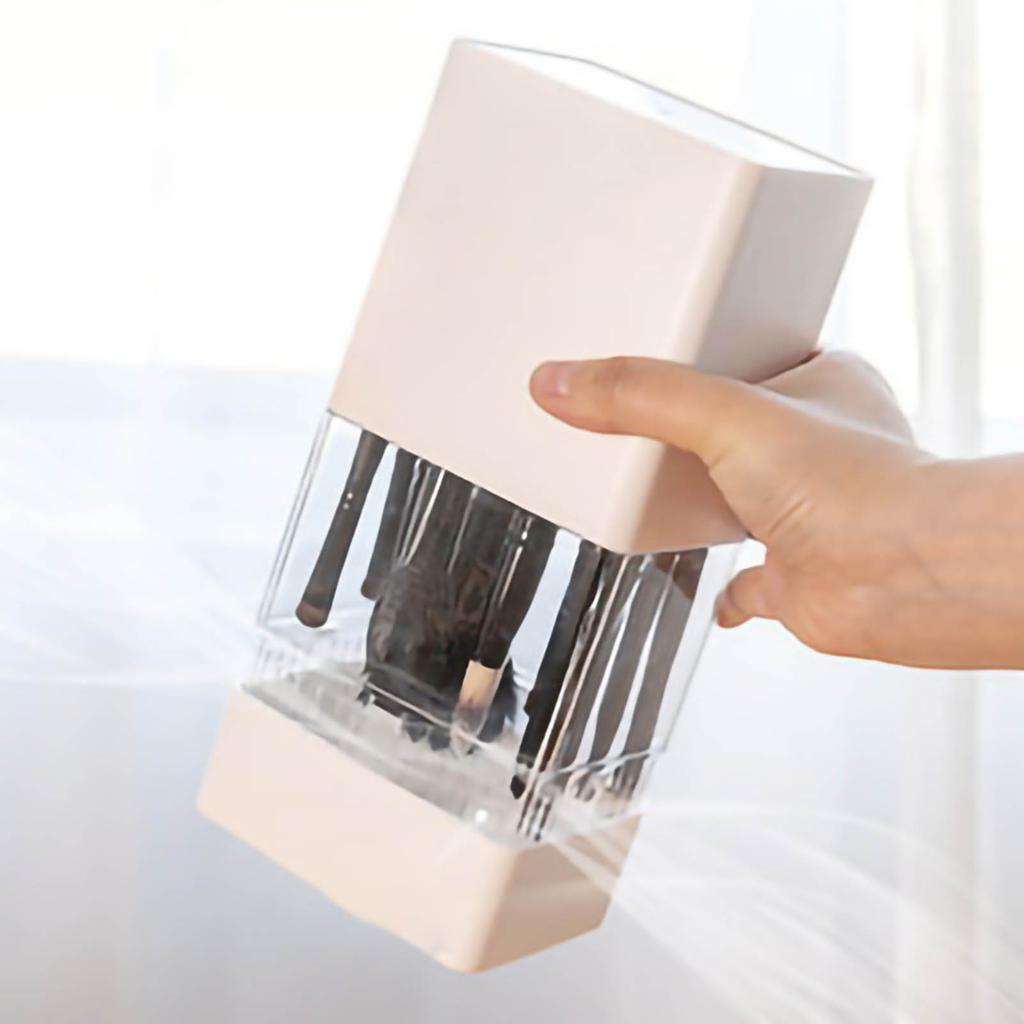 Makeup Brush Holder 12 Hole Storage Ventilation Breathable Makeup Brush Organizer Beauty Storage Box White