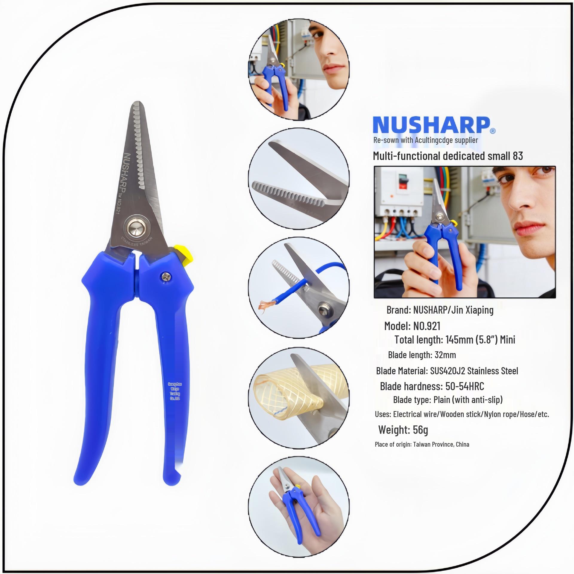

NUSHARP Japan Kin Sharp Electrician’s Shears Set: NO.929 Bent Nose, NO.985 Straight Nose Serrated.