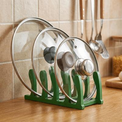 Plastic 4 Slots Pot Lid Holder Large Capacity Vertical Pan Lid Storage Rack  Cabinet