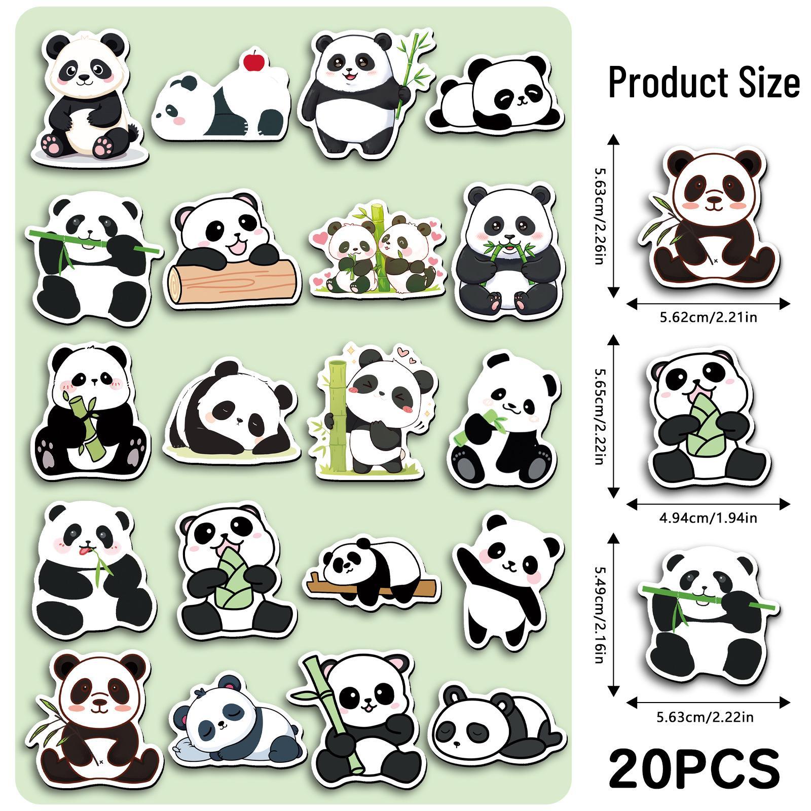

20 Cute Rare Panda Animal Magnetic Stickers - Trendy Waterproof Decorations for Refrigerator & Computer 5.5-8.5 CM
