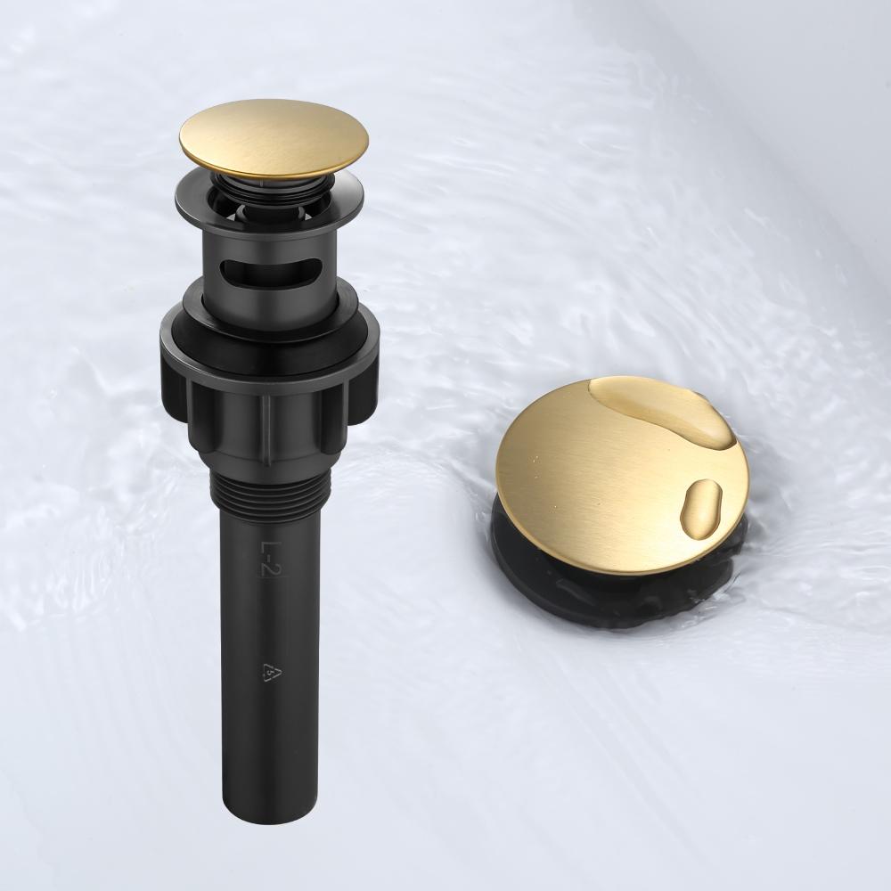 Bathroom Wash Basin Pop up Drainer with Overflow Bathroom Vanity Basin Drain Pipe Brushed Gold Pop up Drain for Vessel Sink (Golden,Silicone) золотистый