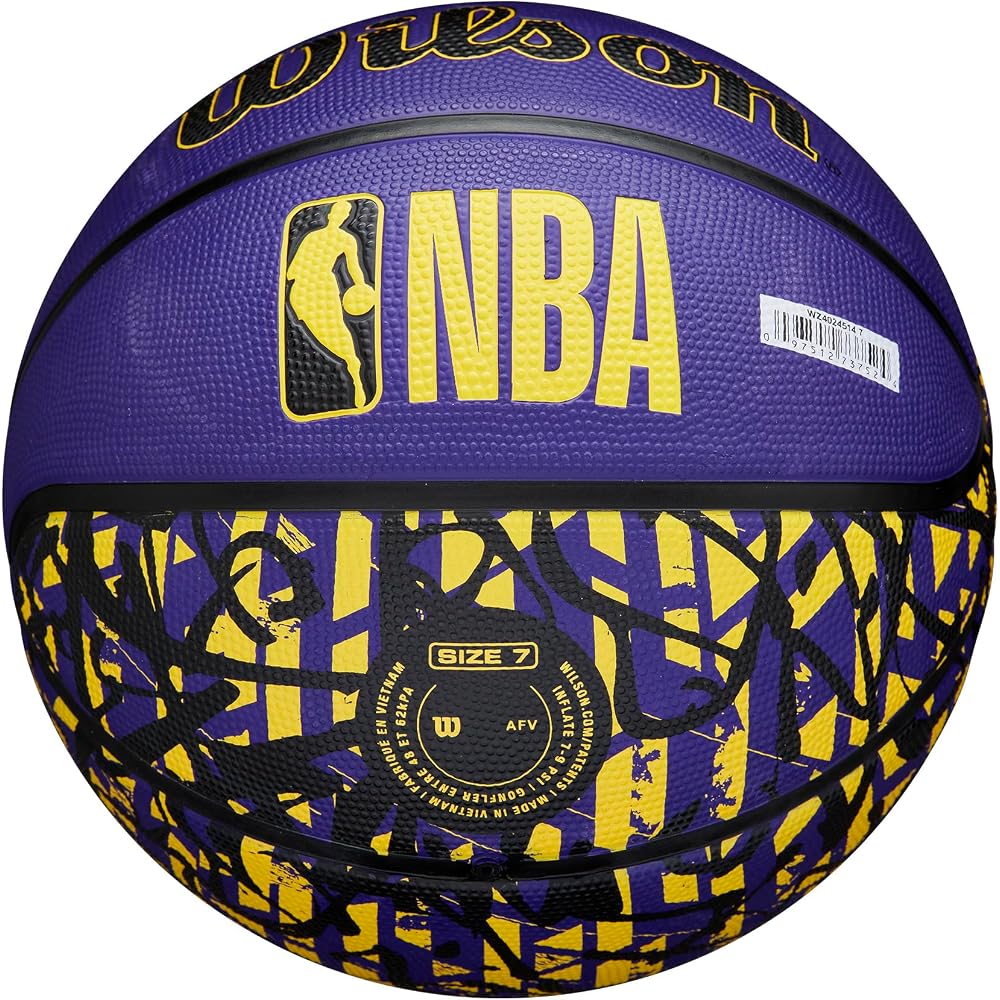Wilson NBA Team Graffiti Los Angeles Lakers Basketball Size 7 Outdoor Diameter 24.5cm