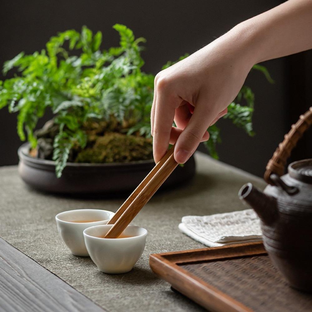 Nové bambusové dřevěné klipsy na čaj Rovné Odolné Kleště na jídlo Toast Salát Bezpečné čajové náčiní Pinzeta Kuchyň