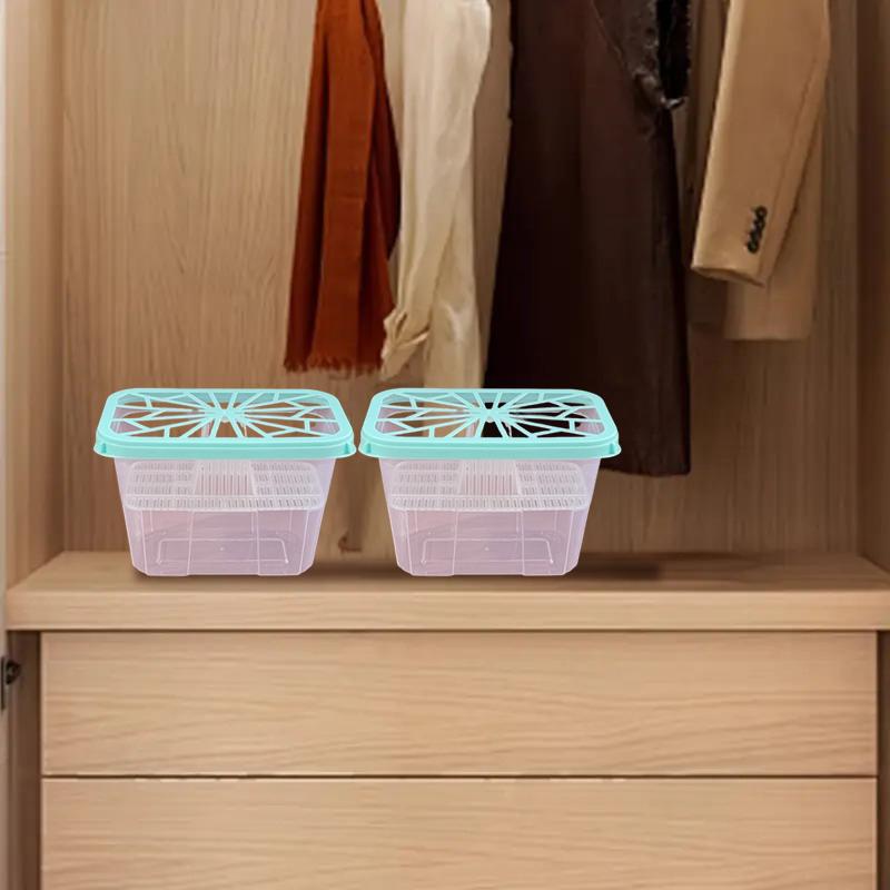 4pcs Large Capacity Moisture Absorber Box Empty Box Dehumidizer Storage Box Reusable For Wardrobes, Bathrooms, Living Rooms