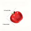 Elegant Apple Shaped Ceramic Soap Dish Red with White Orchid Design,Suitable for Bathroom Kitchen Sink,Water Drainage,Suitable for Shower Hand Washing