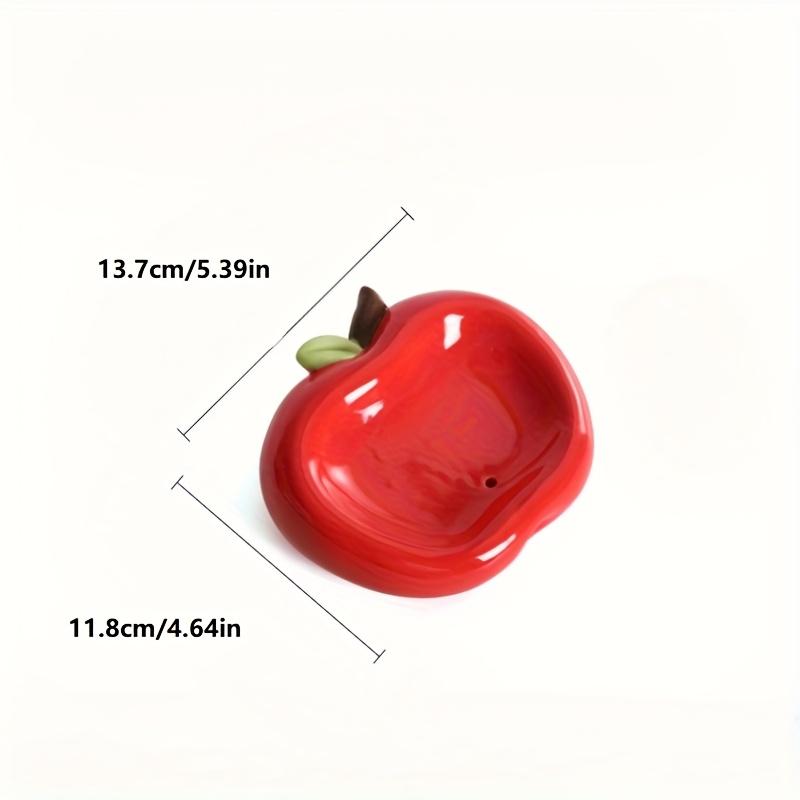 Elegant Apple Shaped Ceramic Soap Dish Red with White Orchid Design,Suitable for Bathroom Kitchen Sink,Water Drainage,Suitable for Shower Hand Washing