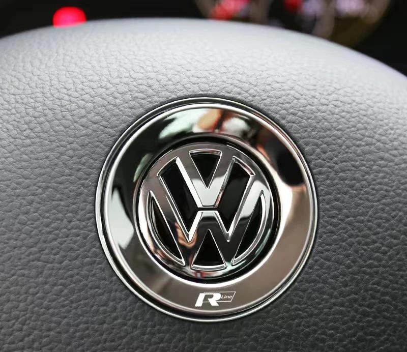 2025 Hot 1Pcs Car Steering Wheel Emblem Stickers Accessories For Volkswagen VW R-line GTI R Polo Golf Touareg Passat Magotan Tig