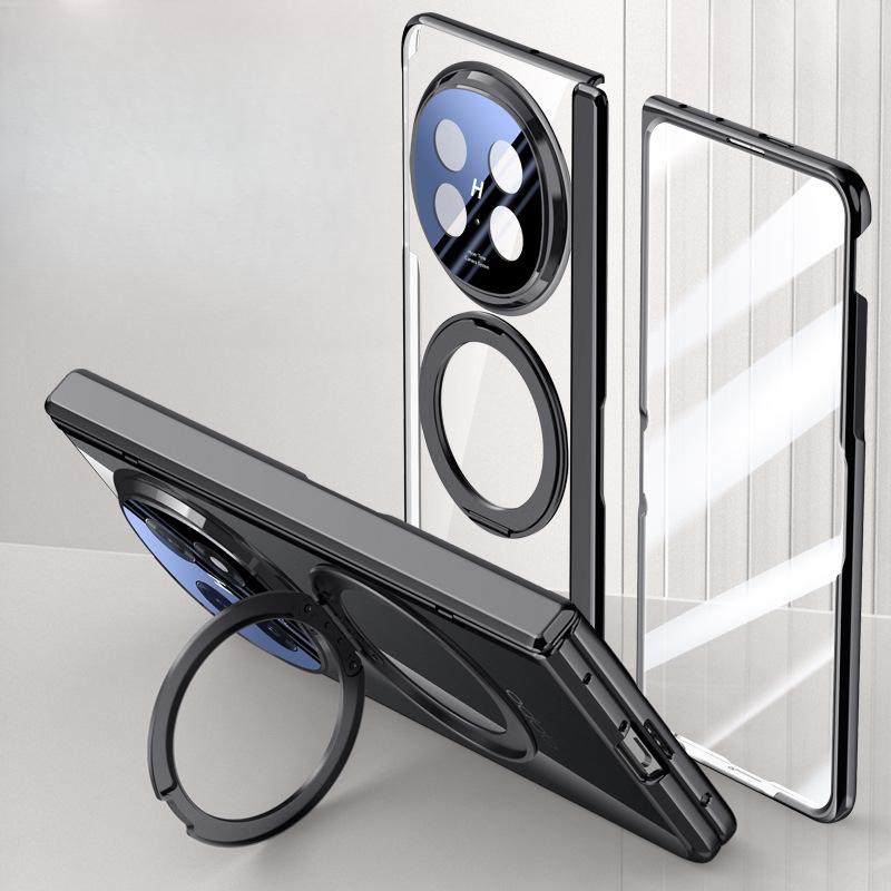 Applicable To Oppofindn5 Mobile Phone Case Film Integrated Rotating Bracket Magnetic Suction N5 Lens Full-inclusive Electroplating Anti-fall Business