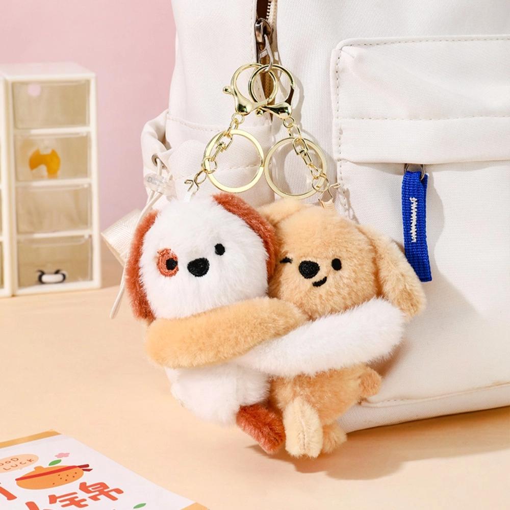Stuffed Animal Cat Dog Plush Dolls Stickable Plush Key Rings Couple Cartoon Keychains  Friendship