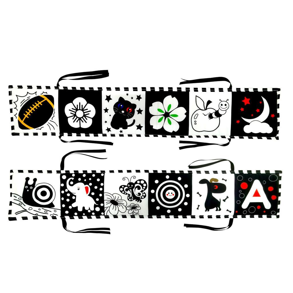 Black & White Baby Crinkle Cloth Book & Crib Mobile Set for Early Education (0-3 Years)