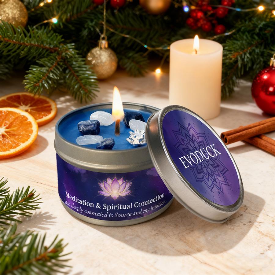Scented Candles-3oz,Lavender&Chamomile Aroma with Healing Crystals, Great for Holiday Gifting Christmas/Halloween & Home Decor