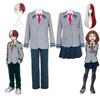 Anime My Hero Academia Midoriya Izuku Cosplay Kostým Todoroki Shoto Školní Uniforma Set Paruka Oblek Unisex Halloween Hraní Rolí