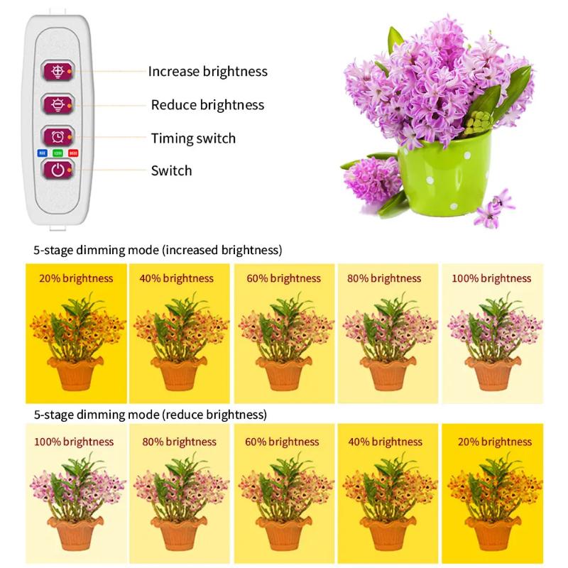 1 buc Roșu Albastru LED Lampă de Creștere Bandă Tub Plantă de Interior USB Spectru Complet Lampă Fito Dimmabilă Temporizator Răsaduri Vegs Floare Lampă