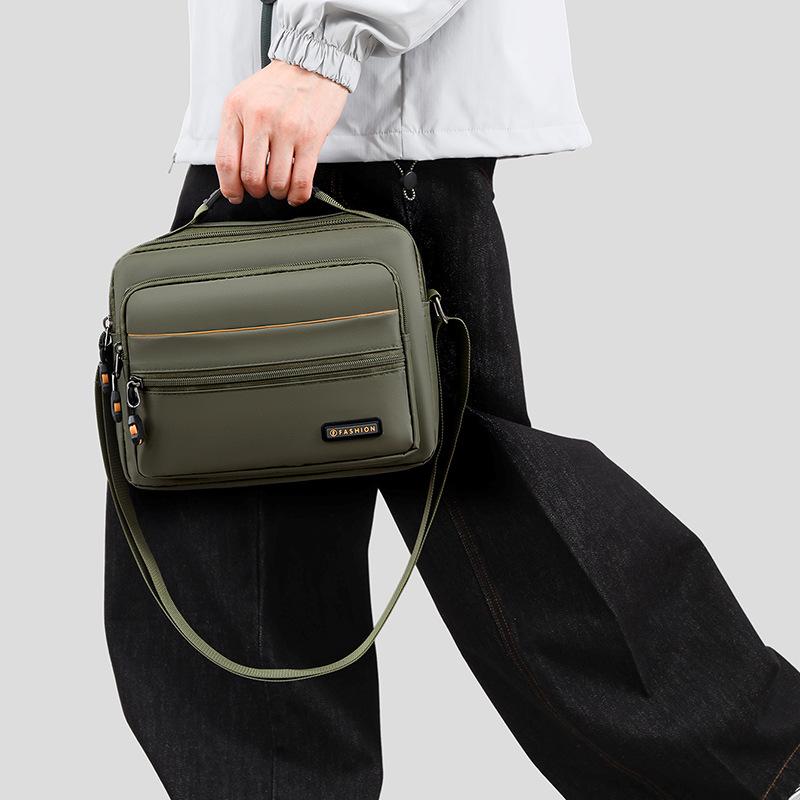 Solid Color Waterproof Shoulder Bag Men's Messenger Bag Large Capacity Crossbody Bag