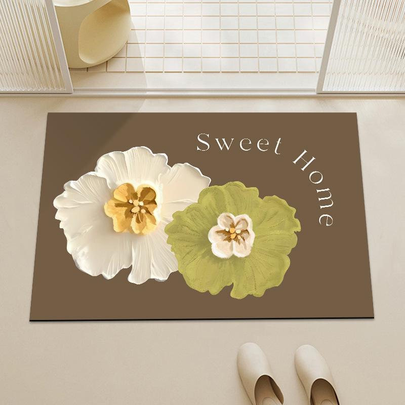 Blumenförmige Bodenmatte, rutschfeste und saugfähige Matte für den Badezimmereingang, Toilette, weiches Kissen, Badezimmer-Fußmatte