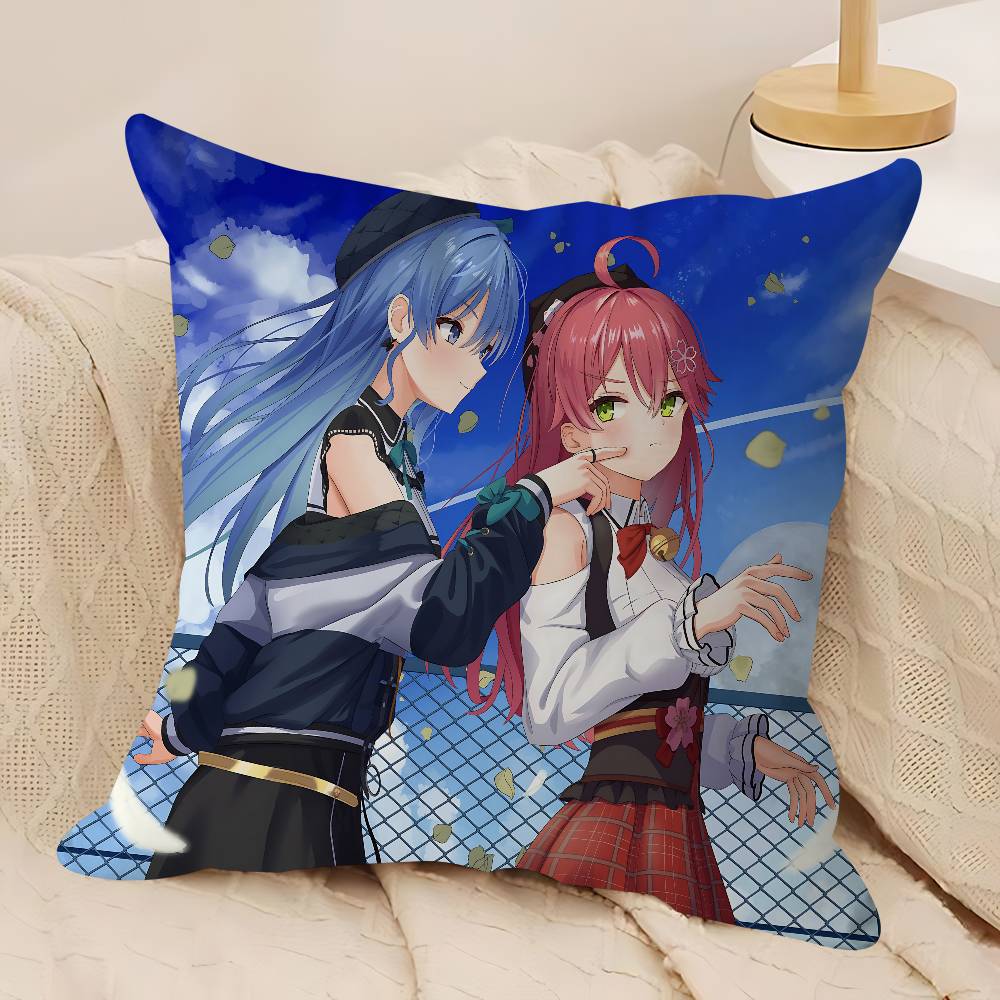 Anime Hololive Sakura Poszewki na Poduszki Kreskówkowe Sofa Dekoracyjne Domowe Dwustronny Druk Krótki Plusz Urocza Poszewka na Poduszkę