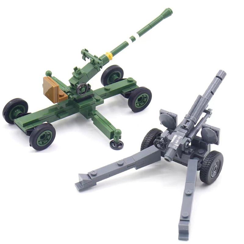 Army Series USA Battle Gun Cannon Brick Playset WW2 German Anti-aircraft Rocket Army Soldier Figures Block Bricks Kids Toys Playsetss