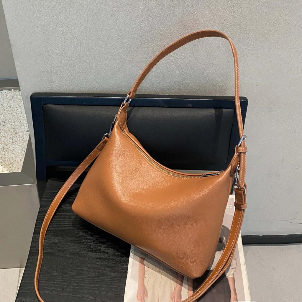 Borsa a tracolla da donna di lusso 2026, in vera pelle pieno fiore, da portare sotto il braccio – Minimalista e versatile per il tragitto casa-lavoro e il tempo libero